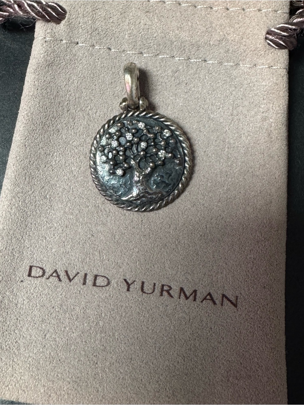 David Yurman Tree of Life Amulet / Pendant in Sterling Silver with Diamonds